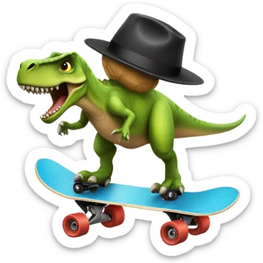 Dinosaur wearing a hat backwards skateboarding  sticker