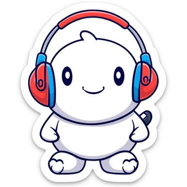 Sprunki character from Incredibox, fun cartoon mascot with big headphones sticker