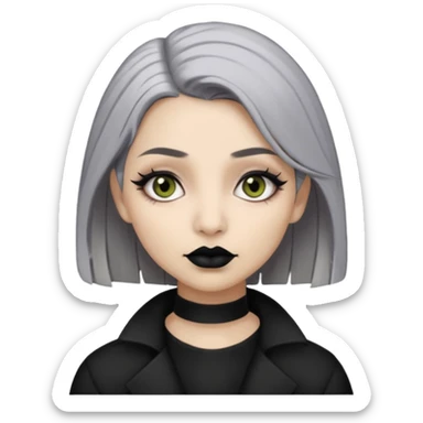  Beige olive skin  grey hair black lips goth girl sticker