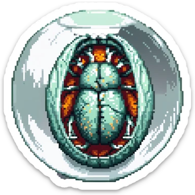 MRI embryo digital fetal small shape in otherworldly bubble, eerie, horror, pupa, crystalis, in-utero, sea-life, crustaceanoid, photorealism sticker