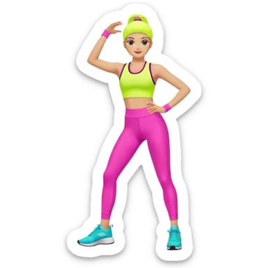 glow 80's work out sticker
