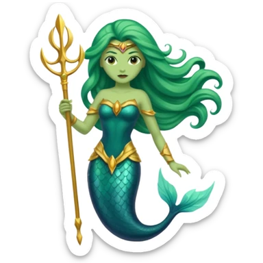 green aqua coloured siren trident sticker
