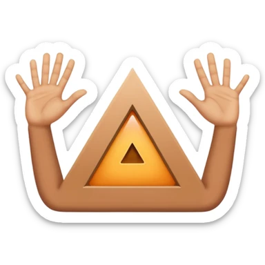 Similar to the heart hands emoji, this emoji should show a triangle created by the fingers of the hands where the two thumbs form the first side of the triangle and the remaining four fingers of each hand create one side each sticker