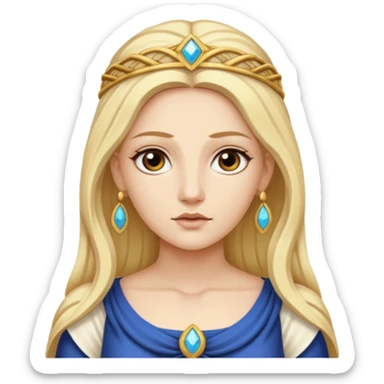 Metis The blonde pre-Olympian goddess of wisdom, counsel, and deep thought. She was the first wife and advisor of Zeus and the mother of Athena, the later goddess of wisdom. Her name connoted "cunning intelligence," a quality highly valued in Greek heroes like Odysseus. 
 sticker