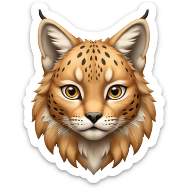 A high-resolution photo-realistic digital illustration of a majestic youg lynx, chest upward  sticker