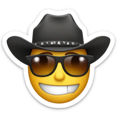 Tear coming out from under the sunglasses of a smiling cowboy sticker