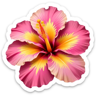 orange yellow and pink hibiscus flower sticker