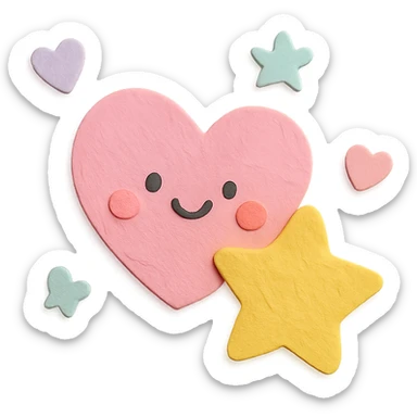 soft pastel kawaii mini heart and star scatter icons together sticker
