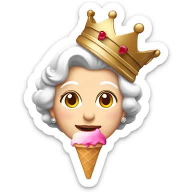Queen elizabeth with an ice cream sticker