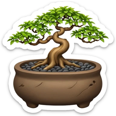 Shohin Shallow dark Pebbles Flintstones bonsai pot only  sticker