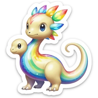 Oversaturated Rainbow-swirled Sparkly Ethereal Soft Pokémon-Fakémon-Digimon-Creature, (full body) sticker