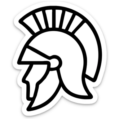 Roman Centurion's helmet, simple icon, bold lines, classic shape, minimalistic and clear sticker