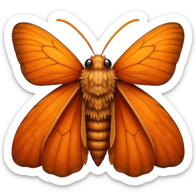 a moth head with orange antennas, slightly brown head sticker