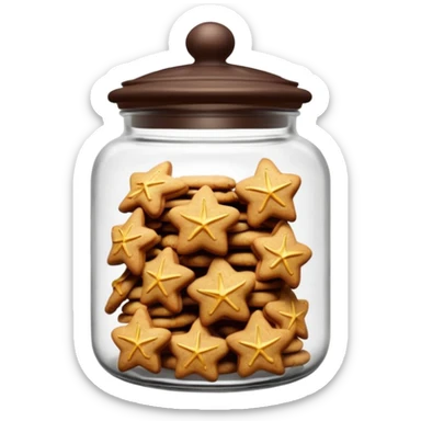 Realistic glass cookie jar with dark brown lid full of stars ginger cookies sticker