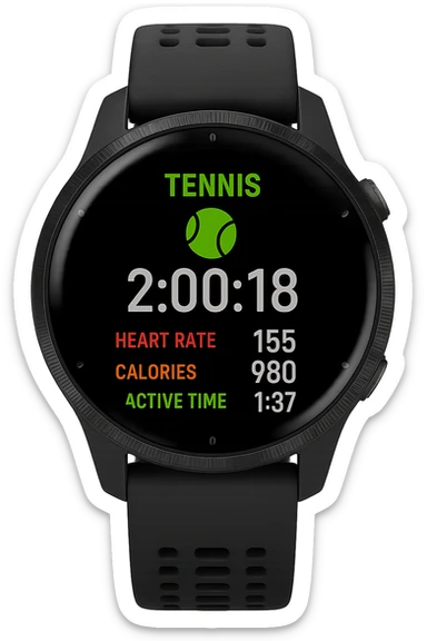 smartwatch con modalità attiva di tennis che segna 2 ore di tennis, REALISTICA 4K sticker