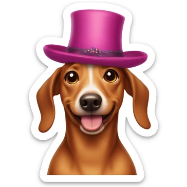weenie dog wearing a funny hat sticker