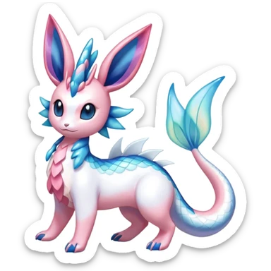 Shiny Cute Milotic-Sylveon-Glaceon-Vaporeon-Dragonair-Pokémon-hybrid-fusion full body sticker