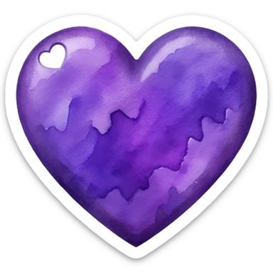 bold purple heart with a watercolor effect sticker