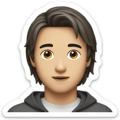 half asian half caucasian 21 year old man with short dark brown hair sticker