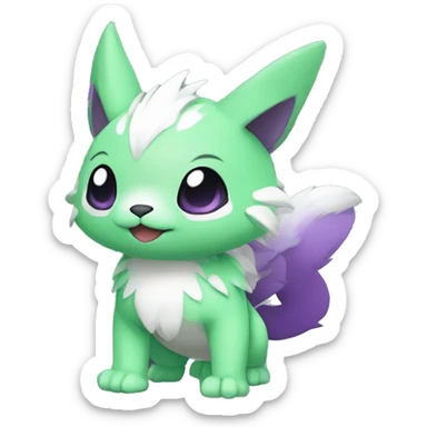 Cute cool green white purple animal hybrid Fakemon full body sticker