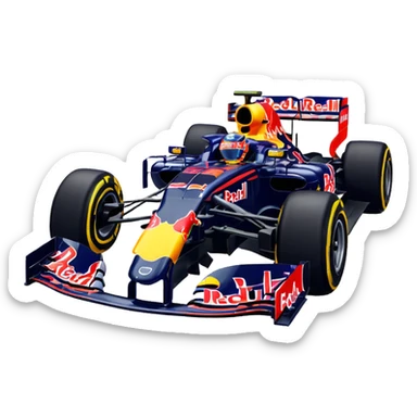 Make a Redbull f1 car with max Verstappen driving it emoji sticker