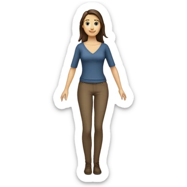 Caucasian brunette lady full body with skinny top half of body and large bottom half sticker