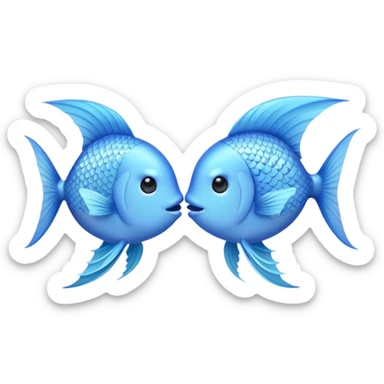two cuty pale blue fishes kissing sticker