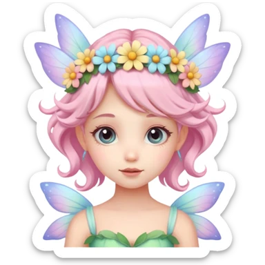 cute pastel fairy girl flower head decoration sticker