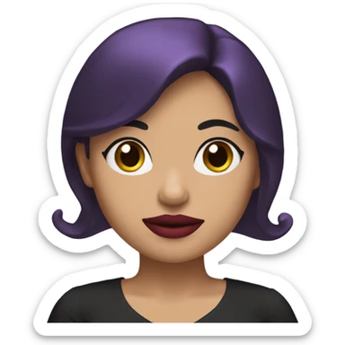  A Mexican girl with red lipstick long black hair in a purple outfit ￼ sticker