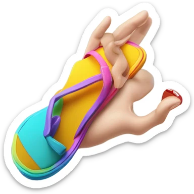 A hand throwing a flip flop sticker
