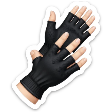 A pair of Black fingerless cotton gloves sticker