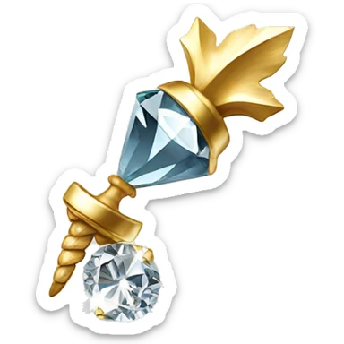 a Diamond Acorn, sparkling cut diamond, with stem of gold sticker