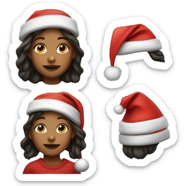 realistic portrait of girl with Santa hat  sticker