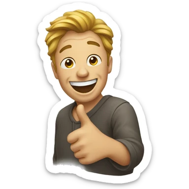 a man laughing and pointing sticker