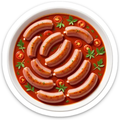 emoji of Rougail saucisse meal. Typical Reunion island meal consisted of Sliced sausage in tomato sauce (strong red color) with thym  sticker