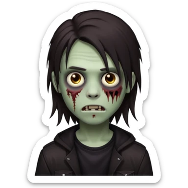 boy zombie with darkish brown long hair emo sticker