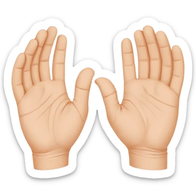 Fais-moi demain coller les unes à côté des autres. La première main gauche le pouce, l’index, majeur sont levé alors que l’annulaire et auriculaire sont repliés. Reproduit la même chose pour la main droite. sticker