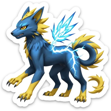Zeraora-Luxray-Manectric-Renamon-Lombax-Weregarurumon-fusion-creature (full body sticker