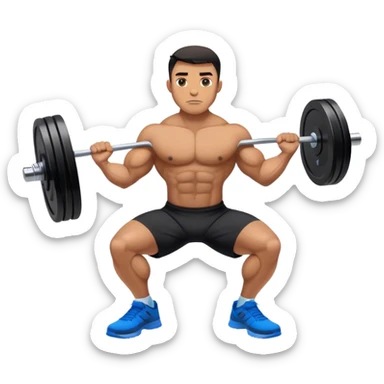 jacked man black clothes blue shoes barbell squats sticker