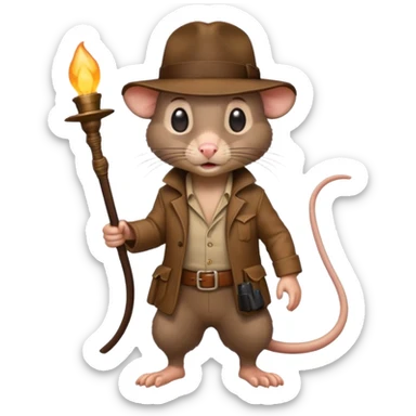 🐀 full body rat wearing Indiana jones hat sticker