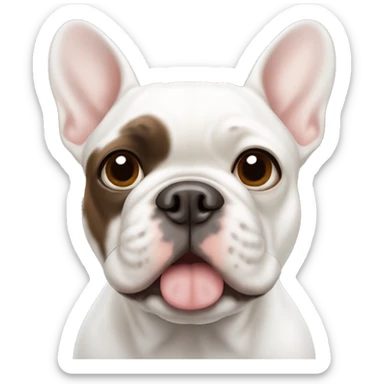 white french bulldog with brown spot on right ear sticker