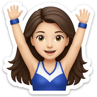 happy long haired brunette girl hazel eyes cheerleader cheering sticker
