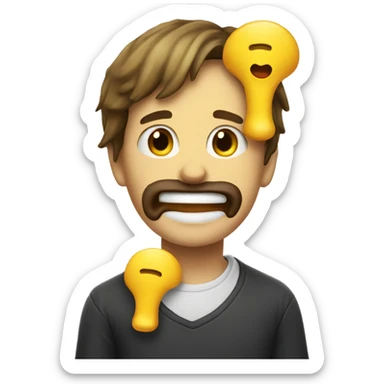 Drooling emoji with yellow bone in his mouth sticker