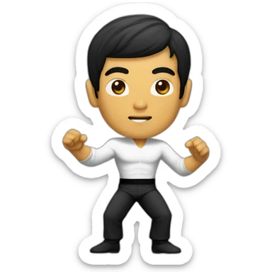 man asian bruce lee kongfu hit sticker