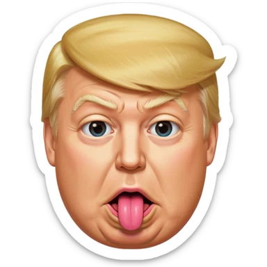 Trump with his super duper fat tongue out with a deep amount of saliva falling off his face sticker