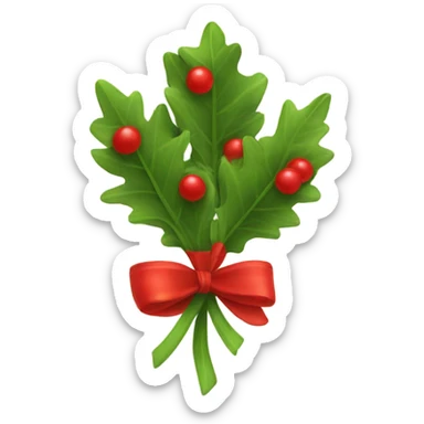 Mistletoe in red ribbon sticker
