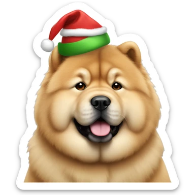 a chow chow wearing a christmas hat sticker