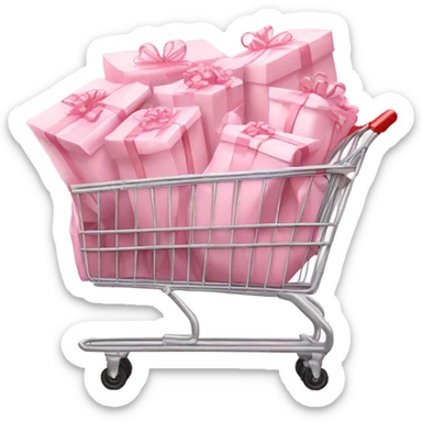 shopping cart full of light pink gift bags sticker