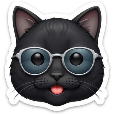 Black cat wearing sunglasses and wink sticker