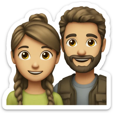 smiling girl with bearded boy sticker
